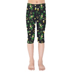 St Patricks Day Pattern Kids  Capri Leggings  by Valentinaart