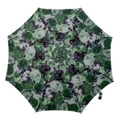 Rose Bushes Green Hook Handle Umbrellas (medium) by snowwhitegirl