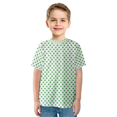 Green Heart-shaped Clover On White St  Patrick s Day Kids  Sport Mesh Tee by PodArtist