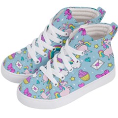 Cute Unicorn Pattern Kid s Hi-top Skate Sneakers by Valentinaart