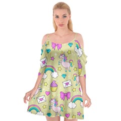 Cute Unicorn Pattern Cutout Spaghetti Strap Chiffon Dress