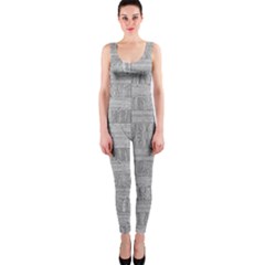 Texture Wood Grain Grey Gray One Piece Catsuit by Nexatart