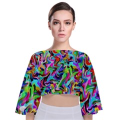 Artwork By Patrick-pattern-9 Tie Back Butterfly Sleeve Chiffon Top by ArtworkByPatrick