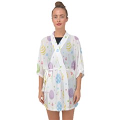 Easter Pattern Half Sleeve Chiffon Kimono by Valentinaart