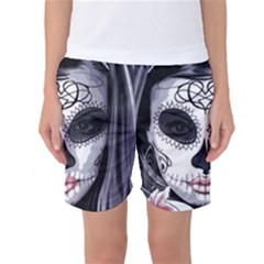 Day Of The Dead Sugar Skull Women s Basketball Shorts by StarvingArtisan