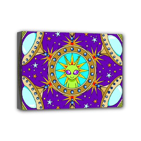 Alien Mandala Mini Canvas 7  X 5  by Sapixe