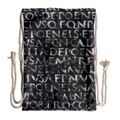 Antique Roman Typographic Pattern Drawstring Bag (large) by dflcprints