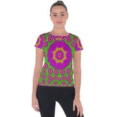 Decorative Festive Bohemic Ornate Style Short Sleeve Sports Top  by pepitasart