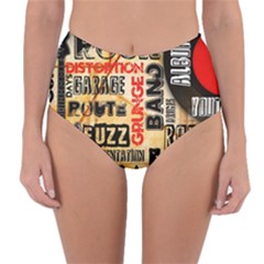 Guitar Typography Reversible High-waist Bikini Bottoms by Sapixe