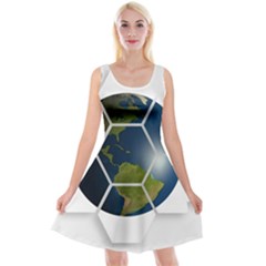 Hexagon Diamond Earth Globe Reversible Velvet Sleeveless Dress by Sapixe