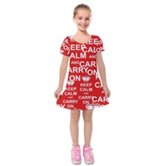 Keep Calm And Carry On Kids  Short Sleeve Velvet Dress by Sapixe