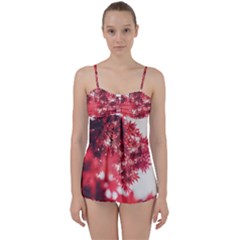 Maple Leaves Red Autumn Fall Babydoll Tankini Set