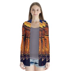 Paris Cityscapes Lights Multicolor France Drape Collar Cardigan