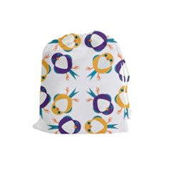 Pattern Circular Birds Drawstring Pouches (large) 