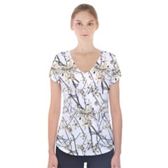 Nature Graphic Motif Pattern Short Sleeve Front Detail Top by dflcprints