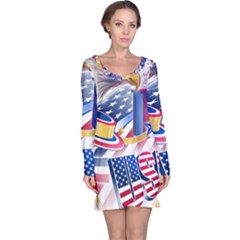 United States Of America Usa  Images Independence Day Long Sleeve Nightdress by Sapixe