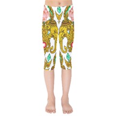 Traditional Thai Style Painting Kids  Capri Leggings  by Sapixe