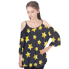 Yellow Stars Pattern Flutter Tees