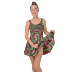 Red Green Swirl Twirl Colorful Inside Out Dress by Sapixe