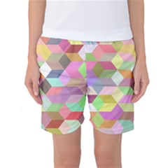 Mosaic Background Cube Pattern Women s Basketball Shorts by Sapixe