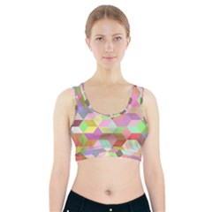 Mosaic Background Cube Pattern Sports Bra With Pocket by Sapixe