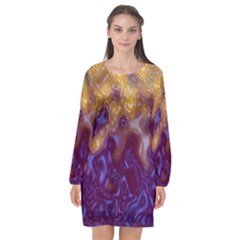 Fractal Rendering Background Long Sleeve Chiffon Shift Dress 