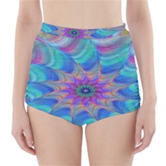 Fractal Curve Decor Twist Twirl High-waisted Bikini Bottoms