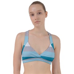 Blue Gray Striped Pattern Horizontal Stripes Sweetheart Sports Bra by yoursparklingshop