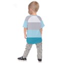 Blue Gray Striped Pattern Horizontal Stripes Kids Raglan Tee View2