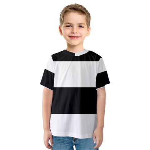 Black And White Striped Pattern Stripes Horizontal Kids  Sport Mesh Tee by yoursparklingshop