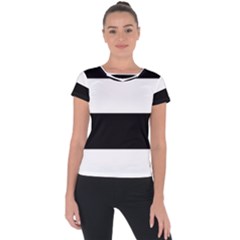 Black And White Striped Pattern Stripes Horizontal Short Sleeve Sports Top  by yoursparklingshop