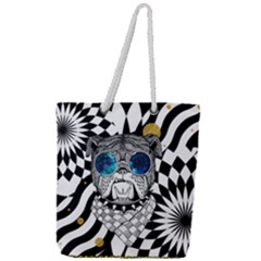 Golden-circles-dog Full Print Rope Handle Tote (large) by DreamBear