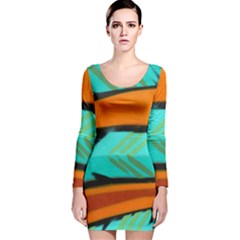 Abstract Art Artistic Long Sleeve Velvet Bodycon Dress