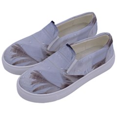 Feather Brown Gray White Natural Photography Elegant Kids  Canvas Slip Ons by yoursparklingshop