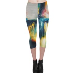 Art Painting Abstract Yangon Capri Leggings  by Simbadda