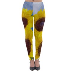 Sunflower Floral Yellow Blue Sky Flowers Photography Lightweight Velour Leggings by yoursparklingshop