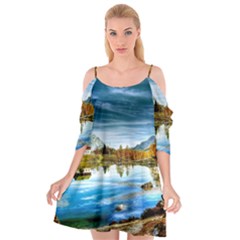 Dolomites Mountains Italy Alpin Cutout Spaghetti Strap Chiffon Dress by Simbadda