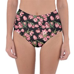 Pink Tulip Print Reversible High-waist Bikini Bottoms