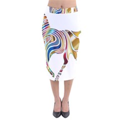 Horse Equine Psychedelic Abstract Velvet Midi Pencil Skirt by Simbadda