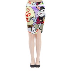 Bunny Easter Artist Spring Cartoon Midi Wrap Pencil Skirt by Simbadda