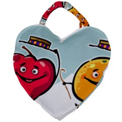 Dancing Fruit Apple Organic Fruit Giant Heart Shaped Tote by Simbadda