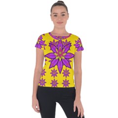 Fantasy Big Flowers In The Happy Jungle Of Love Short Sleeve Sports Top  by pepitasart