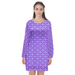 Lavender Tiles Long Sleeve Chiffon Shift Dress 