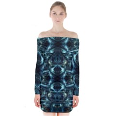 Abstract Fractal Magical Long Sleeve Off Shoulder Dress by Sapixe