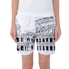 Line Art Architecture Women s Basketball Shorts by Sapixe