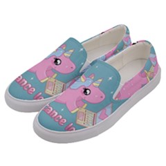 Long Distance Lover - Cute Unicorn Men s Canvas Slip Ons by Valentinaart