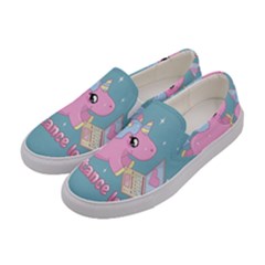 Long Distance Lover - Cute Unicorn Women s Canvas Slip Ons by Valentinaart