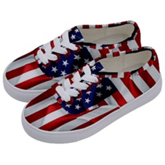 American Usa Flag Vertical Kids  Classic Low Top Sneakers by FunnyCow