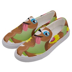 Dog Character Animal Flower Cute Men s Canvas Slip Ons by Sapixe