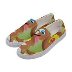 Dog Character Animal Flower Cute Women s Canvas Slip Ons by Sapixe